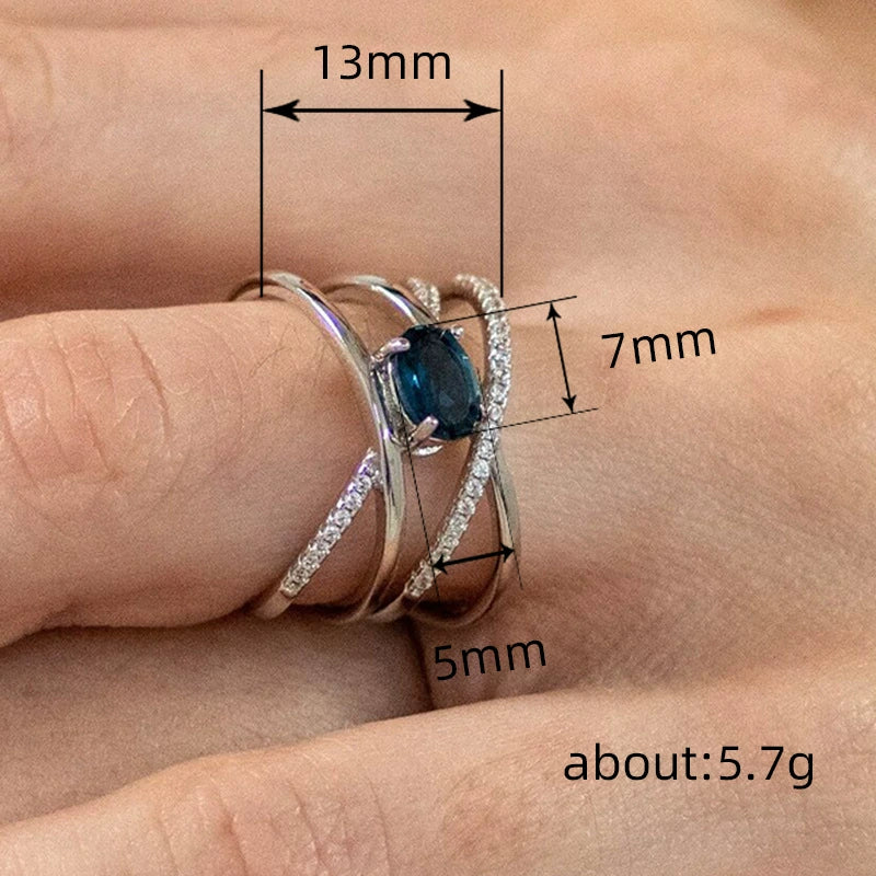 Wholesale Women's Copper Geometric Oval Inlaid Zircon Ring - Image 4