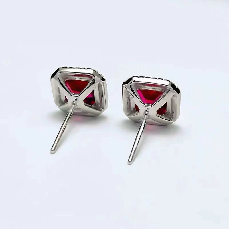 Wholesale Women's Copper Geometric Red Square Inlaid Zircon Earrings - Image 4