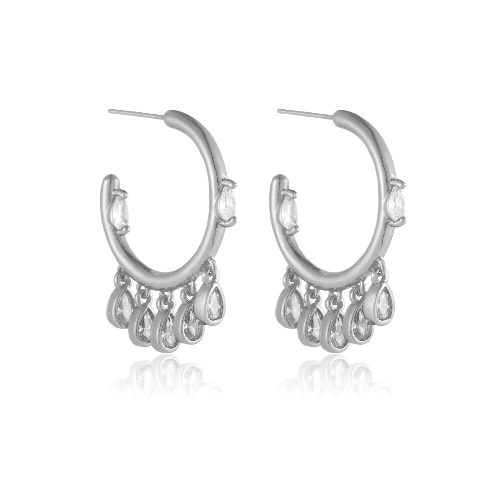 Wholesale Women's Copper Geometric Retro Simple Electroplated Zircon Drop Earrings - Image 5