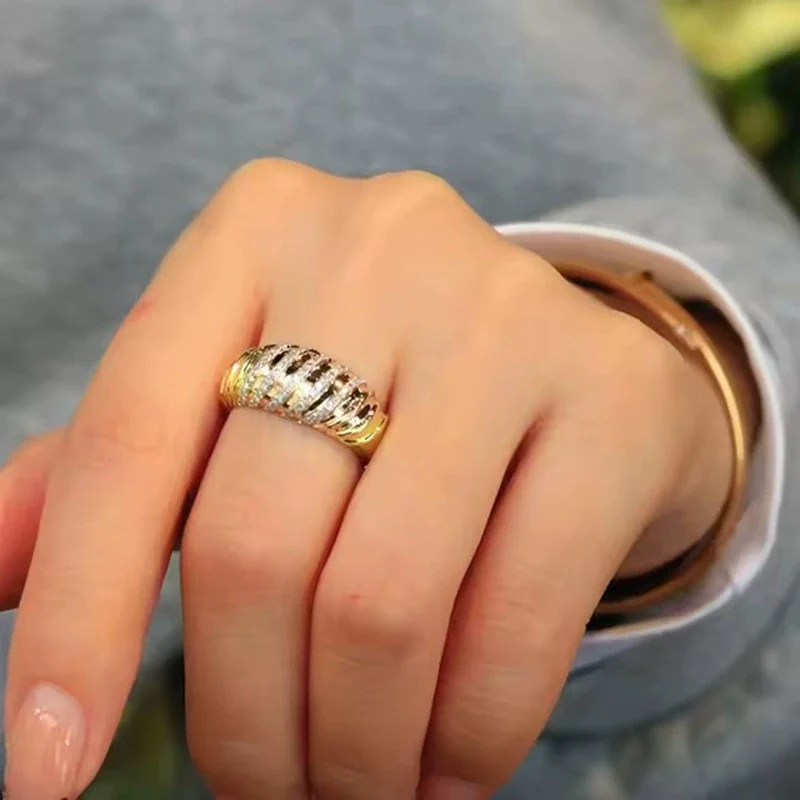 Wholesale Women's Copper Geometric Style Zirconia Ring - Image 3
