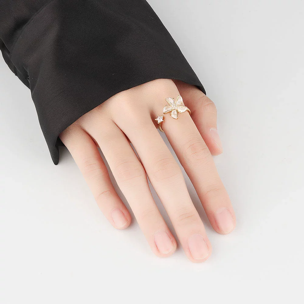 Wholesale Women's Copper Geometric Windmill Rotating Ring With Electroplating - Image 2
