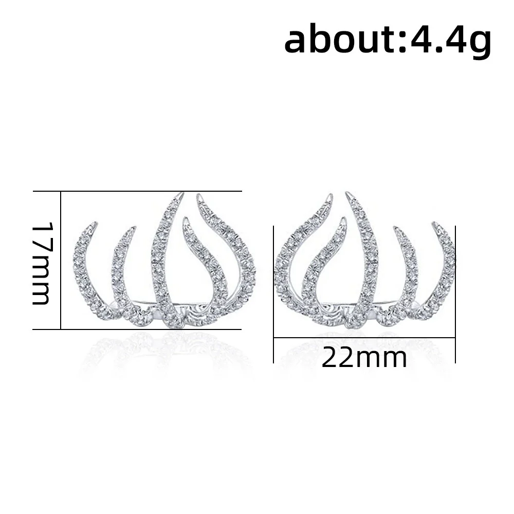 Wholesale Women's Copper Geometric Zircon Fiveclaw Exaggerated Specialshaped Ear Clip - Image 4
