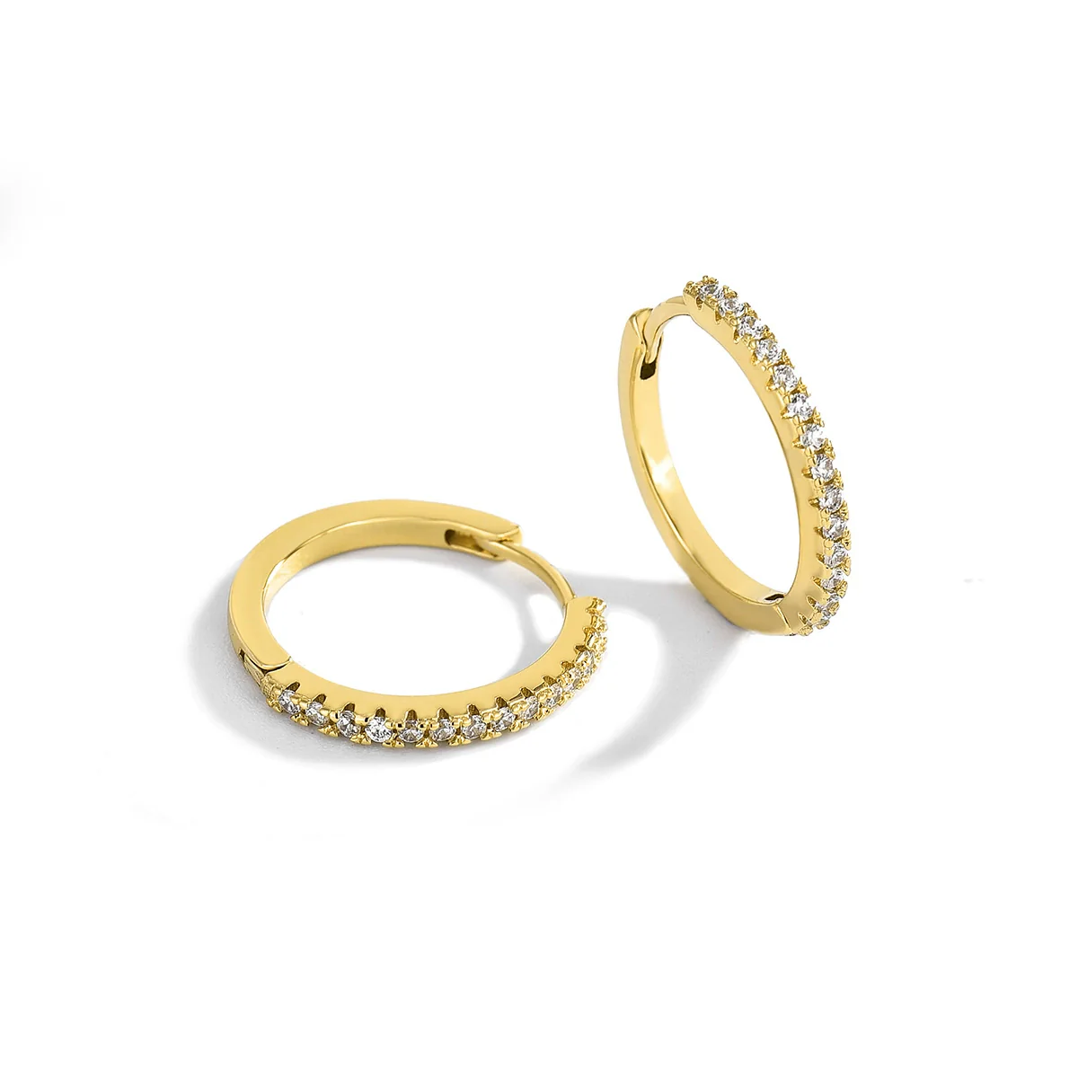 Wholesale Women's Copper Gold Plated Micro Inlaid Zircon Round Geometric Earrings Jewelry - Image 5