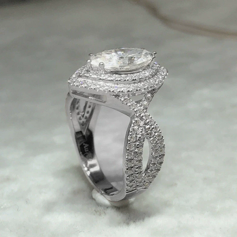 Wholesale Women's Copper Horse Eye Zircon Ring With Geometric Design - Image 4