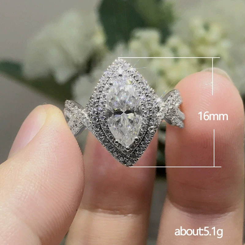 Wholesale Women's Copper Horse Eye Zircon Ring With Geometric Design - Image 5