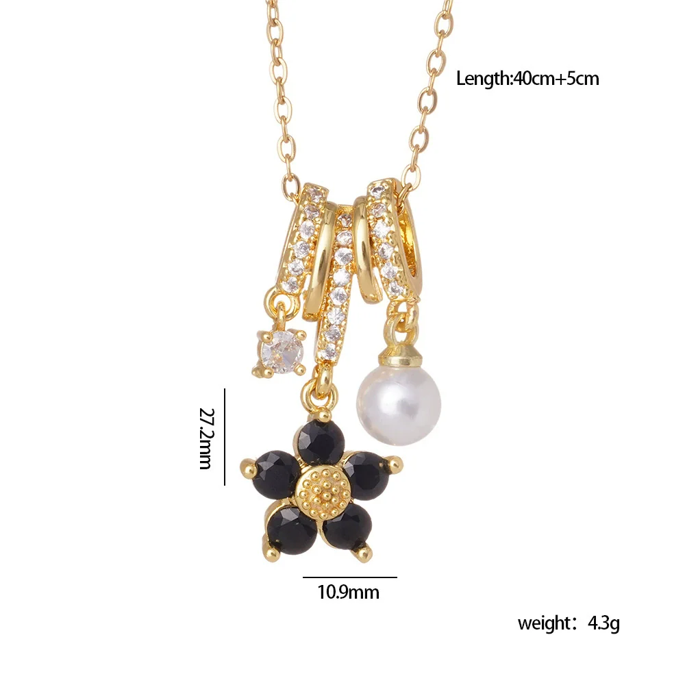 Wholesale Women's Copper Inlaid Mixed Gemstone Flower Tassel Pendant O Chain Necklace With Electroplating Treatment - Image 6