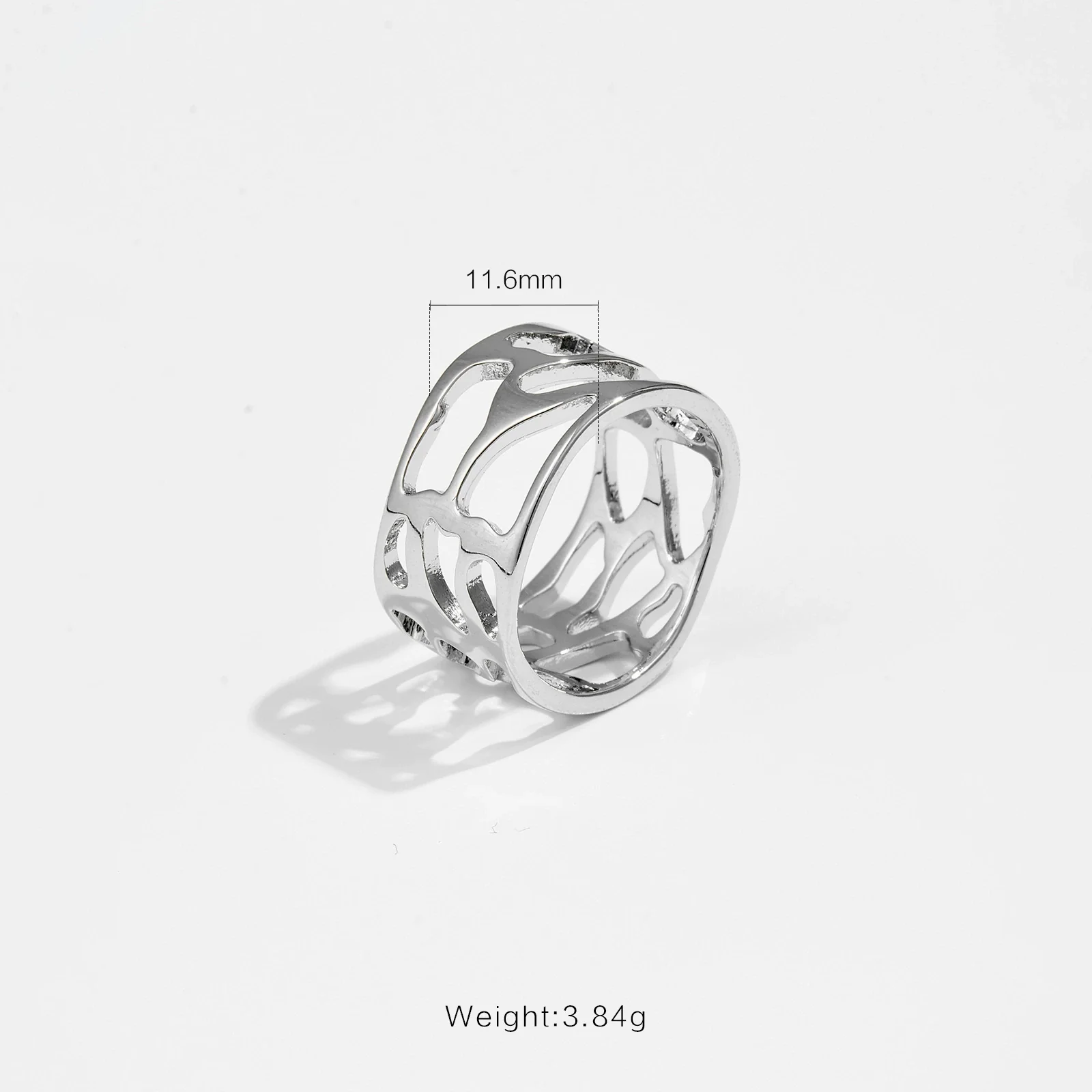 Wholesale Women's Copper Jewelry Light Luxury Style Irregular Hollow Ring With Electroplating - Image 6