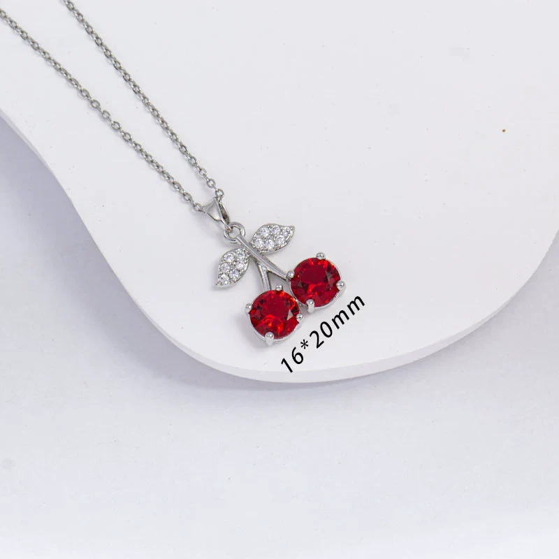 Wholesale Women's Copper Necklace With Fruit Shape And Mixed Gemstone Setting Electroplated Design - Image 3