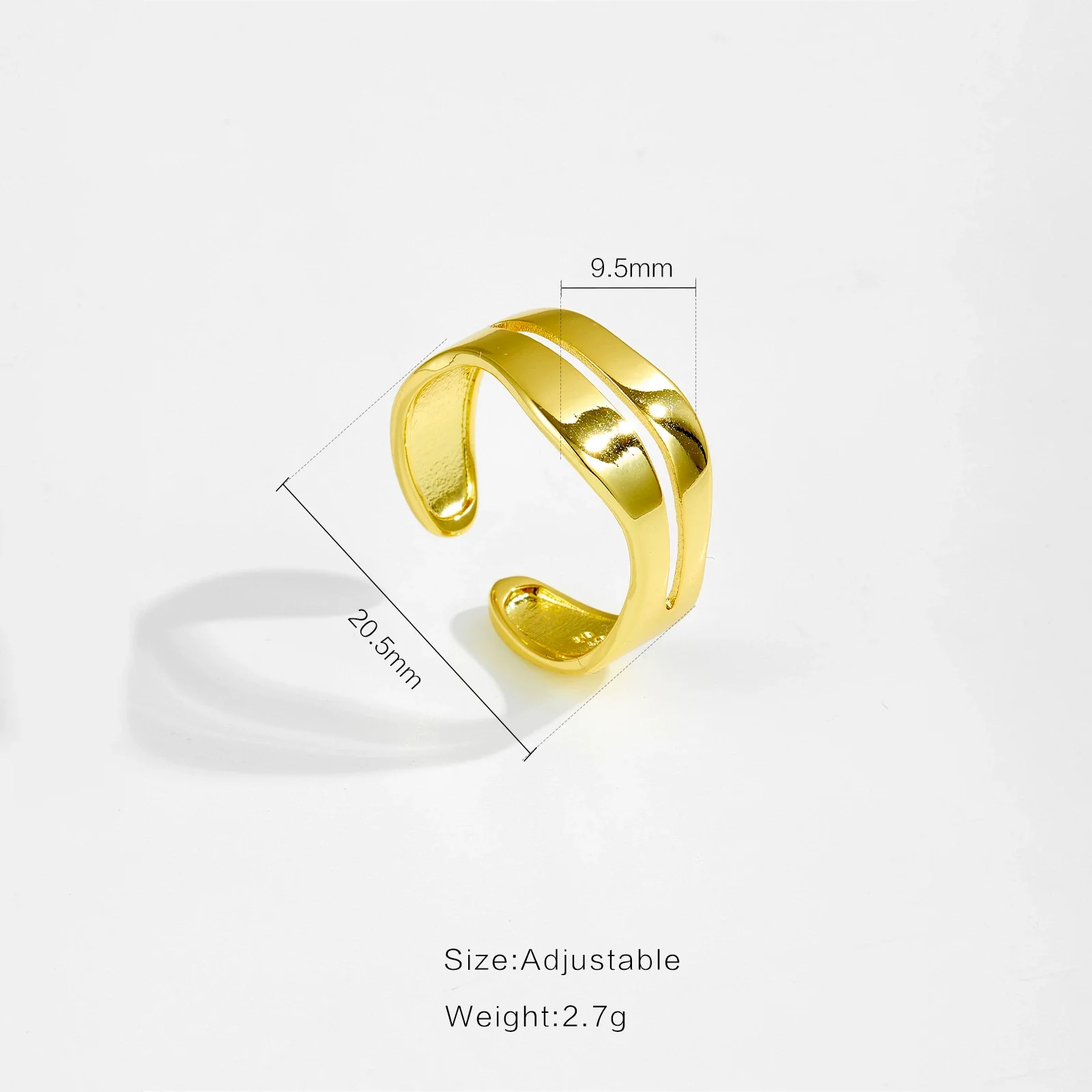 Wholesale Women's Copper Opening Adjustable Ring Geometric Style Electroplated - Image 7