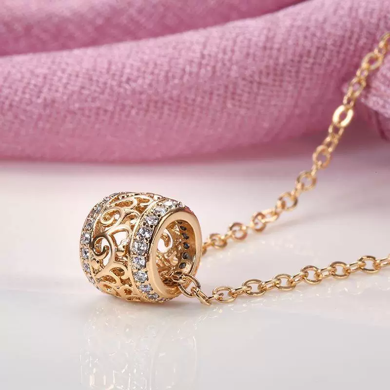 Wholesale Women's Copper Pendant Necklace With Mixed Gem Inlay Leaves Wave Pattern Hollowout Design Ochain - Image 2