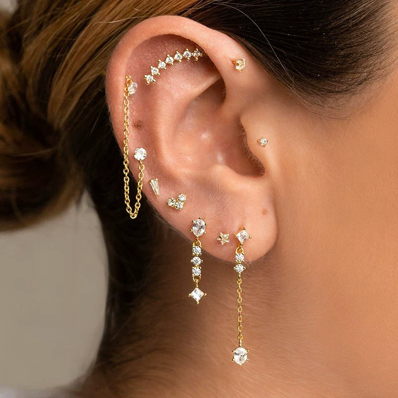 Wholesale Women's Copper Pin Earrings With Heart Shape And Zirconia Design And Long Tassel Pendant - Image 4
