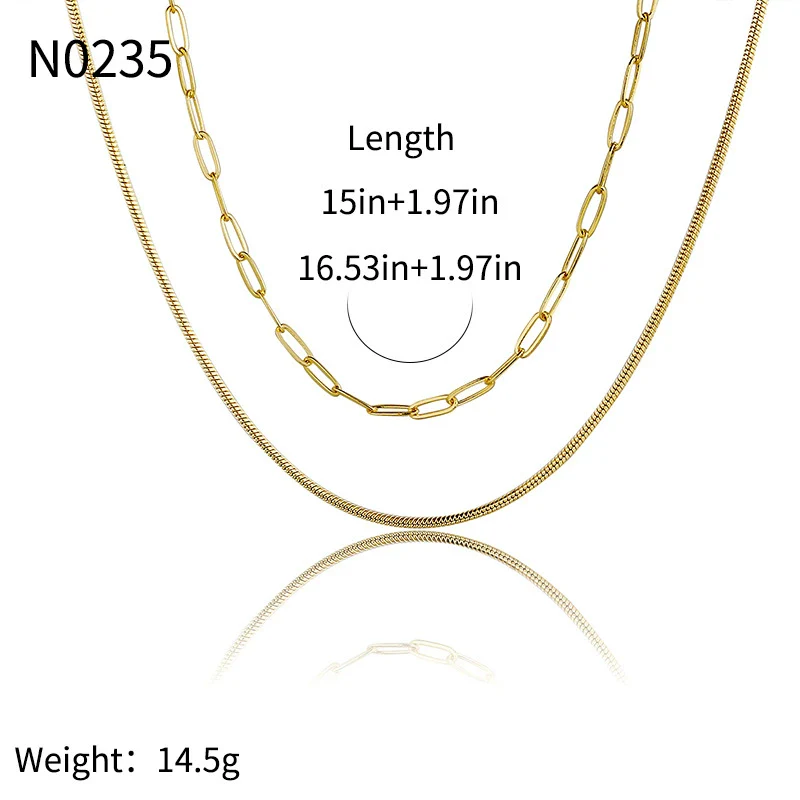 Wholesale Women's Copper Plated Real Gold Colorfree Geometric Overlapping Collarbone Chain Necklace - Image 6
