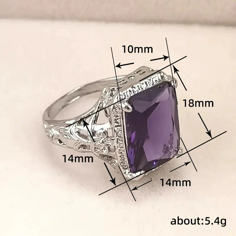 Wholesale Women's Copper Retro Geometric Pattern Inlaid Ring With Crown And Flower Motifs Electroplated - Image 5