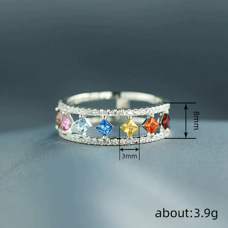Wholesale Women's Copper Rhombus Geometric Doublelayer Ring With Zirconia - Image 4