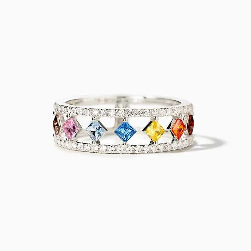 Wholesale Women's Copper Rhombus Geometric Doublelayer Ring With Zirconia - Image 5