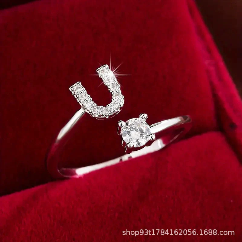 Wholesale Women's Copper Ring With English Alphabet Microinlaid Zircon And Electroplating Fashion Style - Image 52