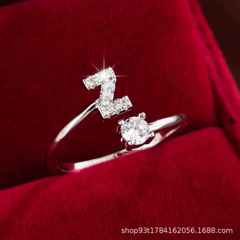 Wholesale Women's Copper Ring With English Alphabet Microinlaid Zircon And Electroplating Fashion Style - Image 57