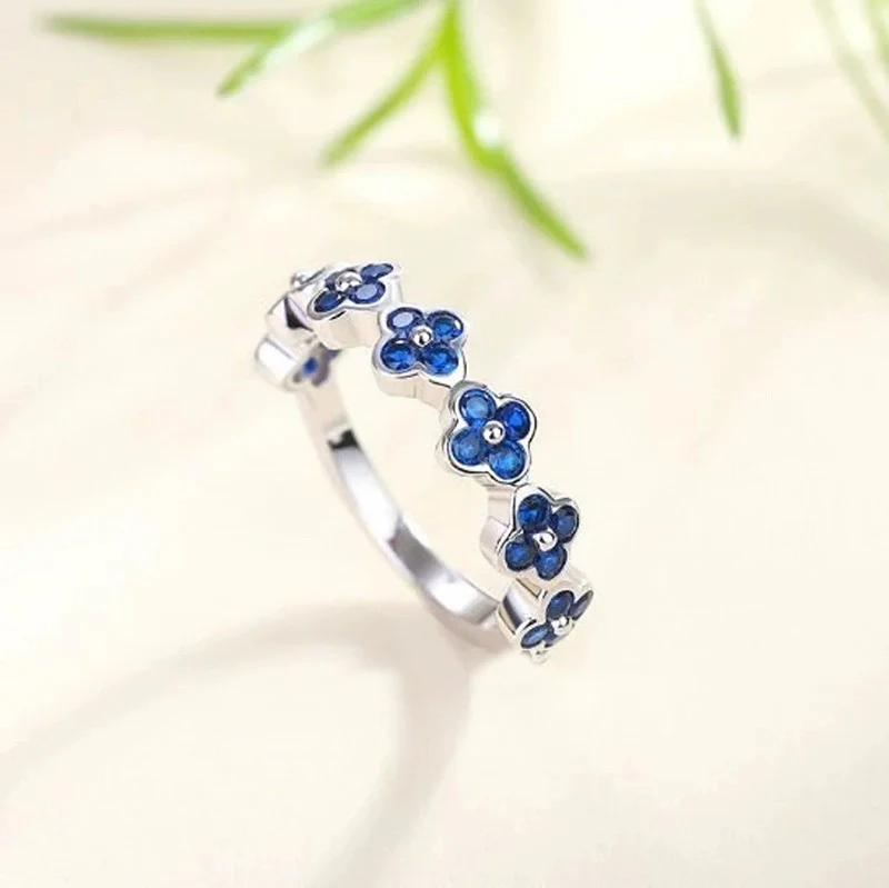 Wholesale Women's Copper Ring With Flower Petal And Fourleaf Clover Pattern Microinlay Lovely Style - Image 2