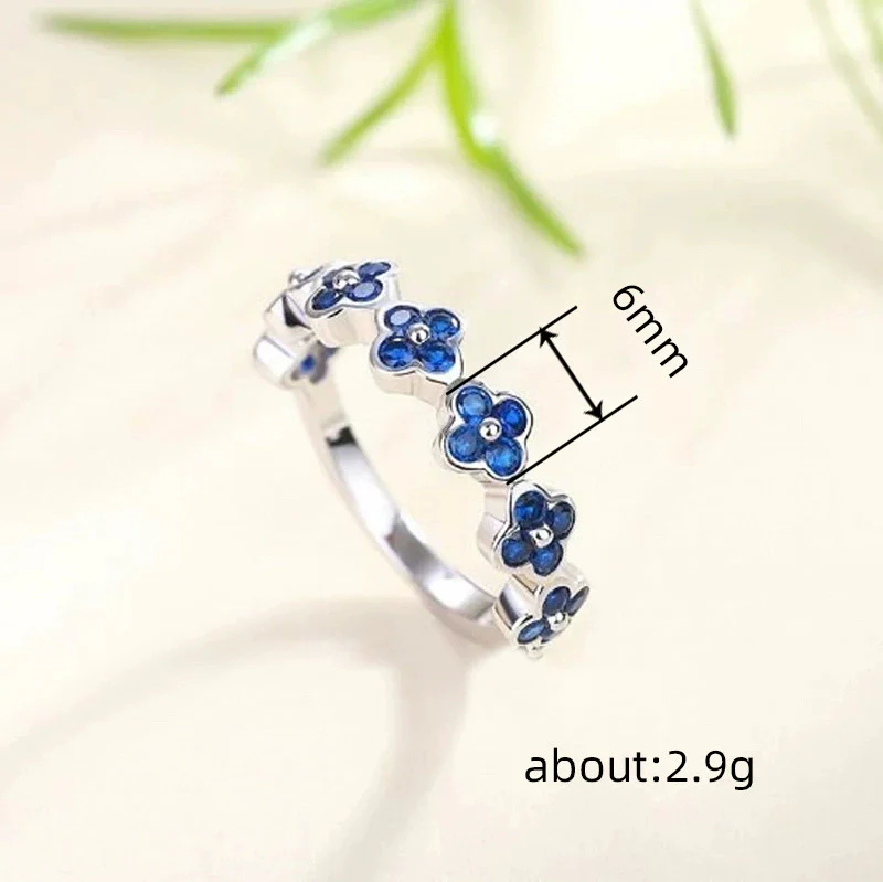 Wholesale Women's Copper Ring With Flower Petal And Fourleaf Clover Pattern Microinlay Lovely Style - Image 3