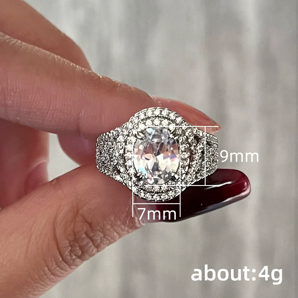 Wholesale Women's Copper Wedding Ring With Geometric Pattern Hand Inlaid Zircon And Platinum Plated - Image 5
