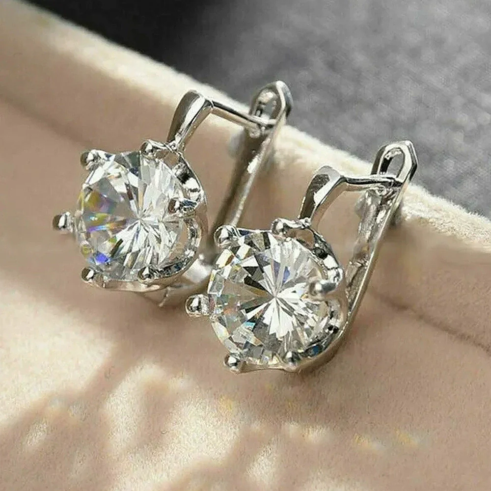 Wholesale Women's Copper Zircon Geometric Round Earrings - Image 2