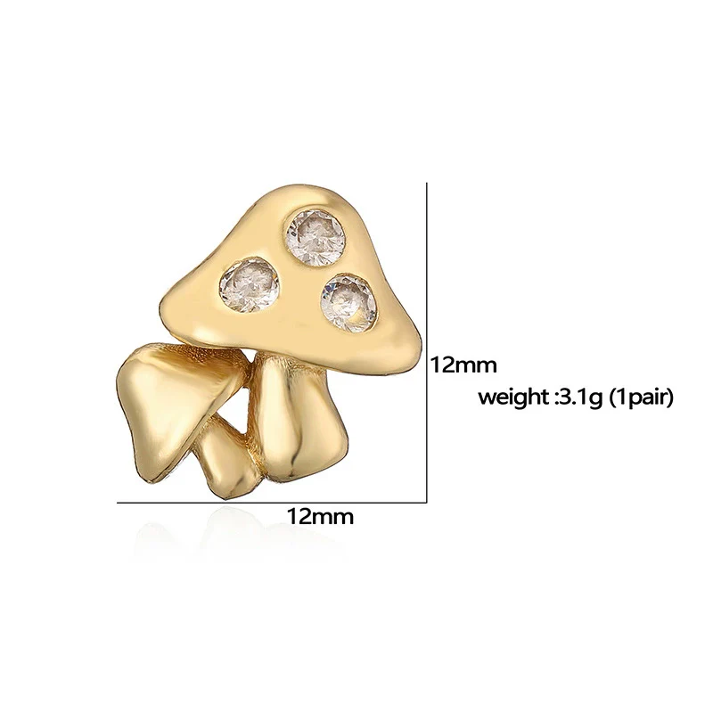 Wholesale Women's Copper Zircon Mushroom And Fruit Cherry Geometric Earrings - Image 2
