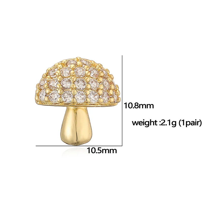 Wholesale Women's Copper Zircon Mushroom And Fruit Cherry Geometric Earrings - Image 3