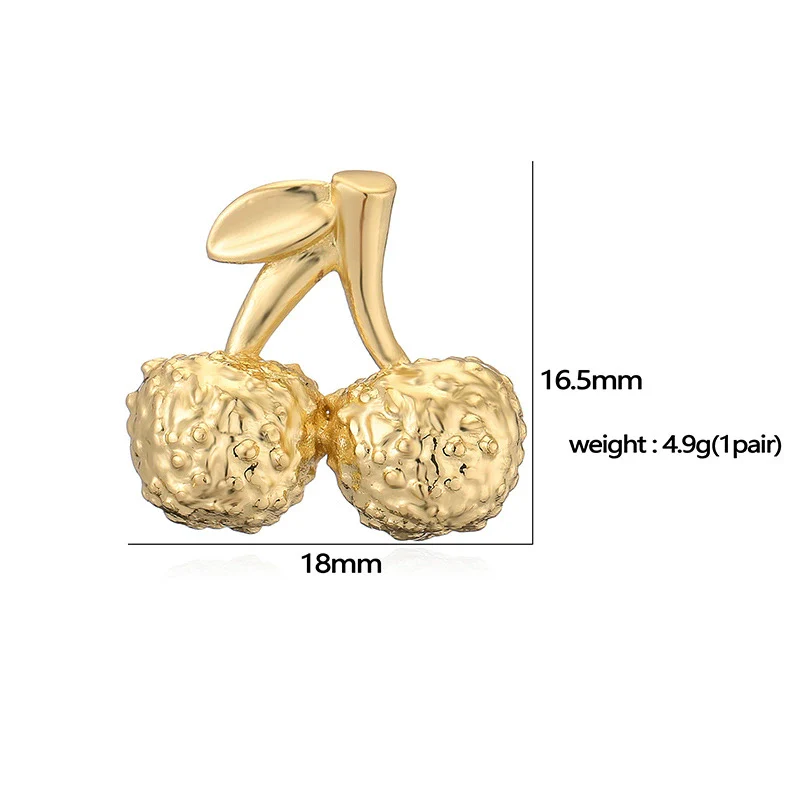 Wholesale Women's Copper Zircon Mushroom And Fruit Cherry Geometric Earrings - Image 4