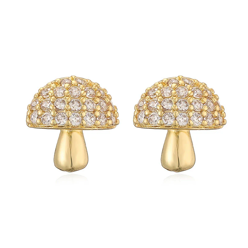 Wholesale Women's Copper Zircon Mushroom And Fruit Cherry Geometric Earrings - Image 7