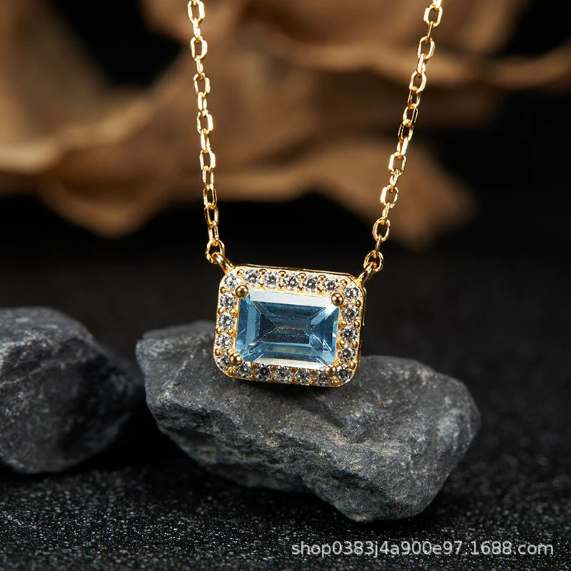 Wholesale Women's Crystal And 925 Sterling Silver Geometric Style Necklace Pendant Set With Gems And Cross Chain - Image 29