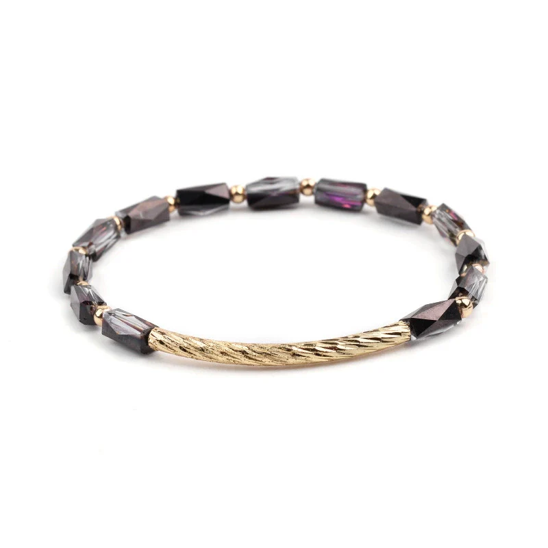 Wholesale Women's Crystal Beaded Geometric Bracelet Jewelry Made Of Golden Copper - Image 8