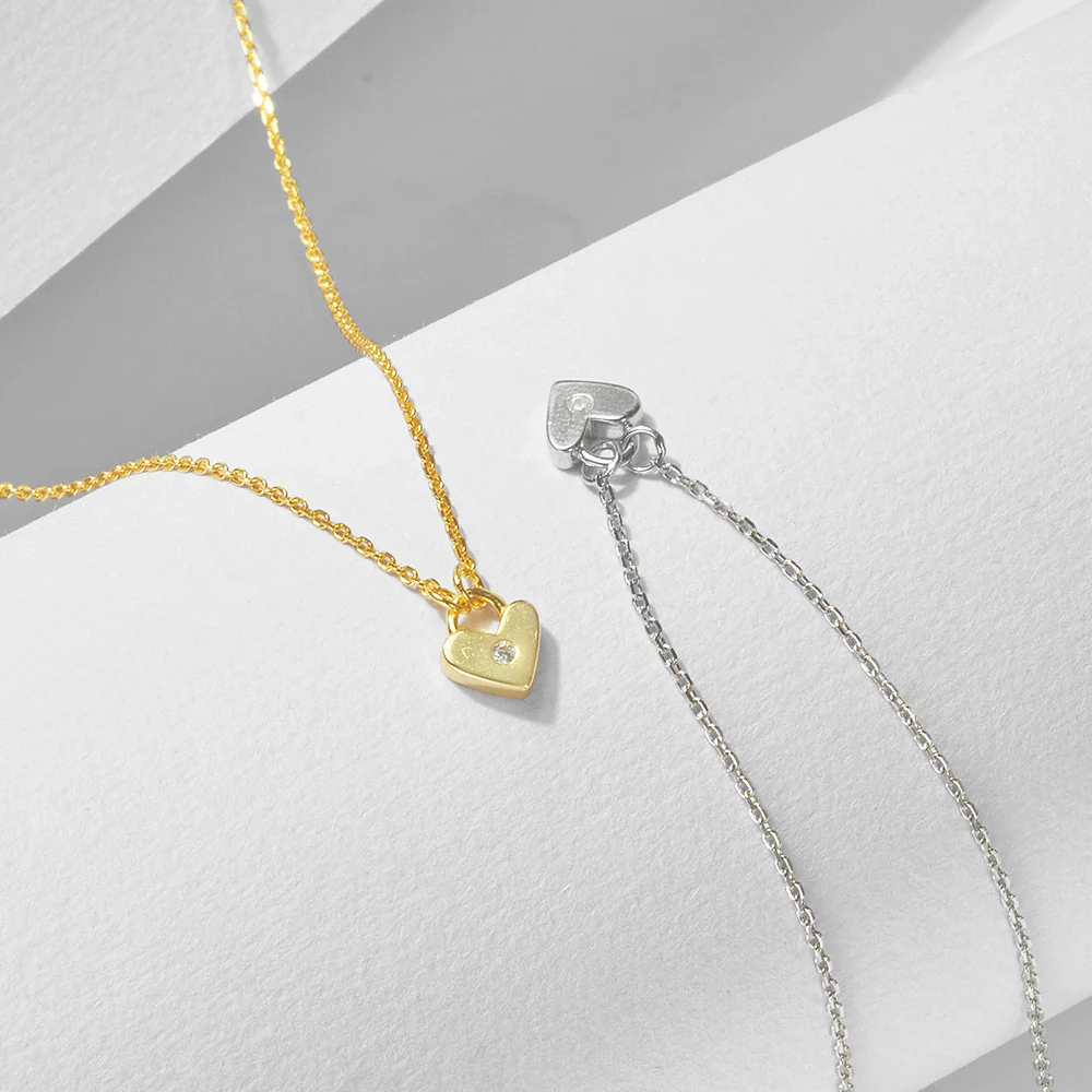 Wholesale Women's Diamond Design Heart Shaped 925 Silver Cross Chain Necklace - Image 3