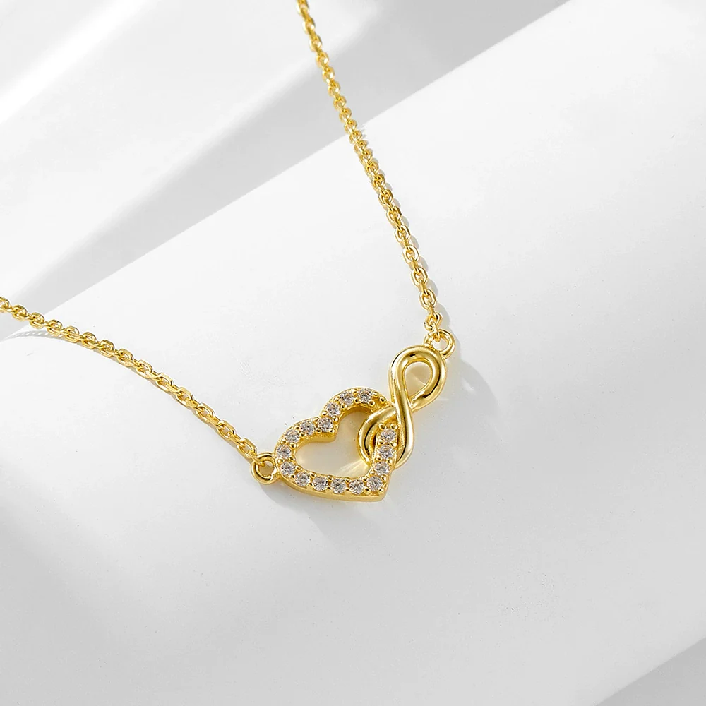 Wholesale Women's Diamond Inlaid 925 Silver Heartshaped Cross Chain Necklace