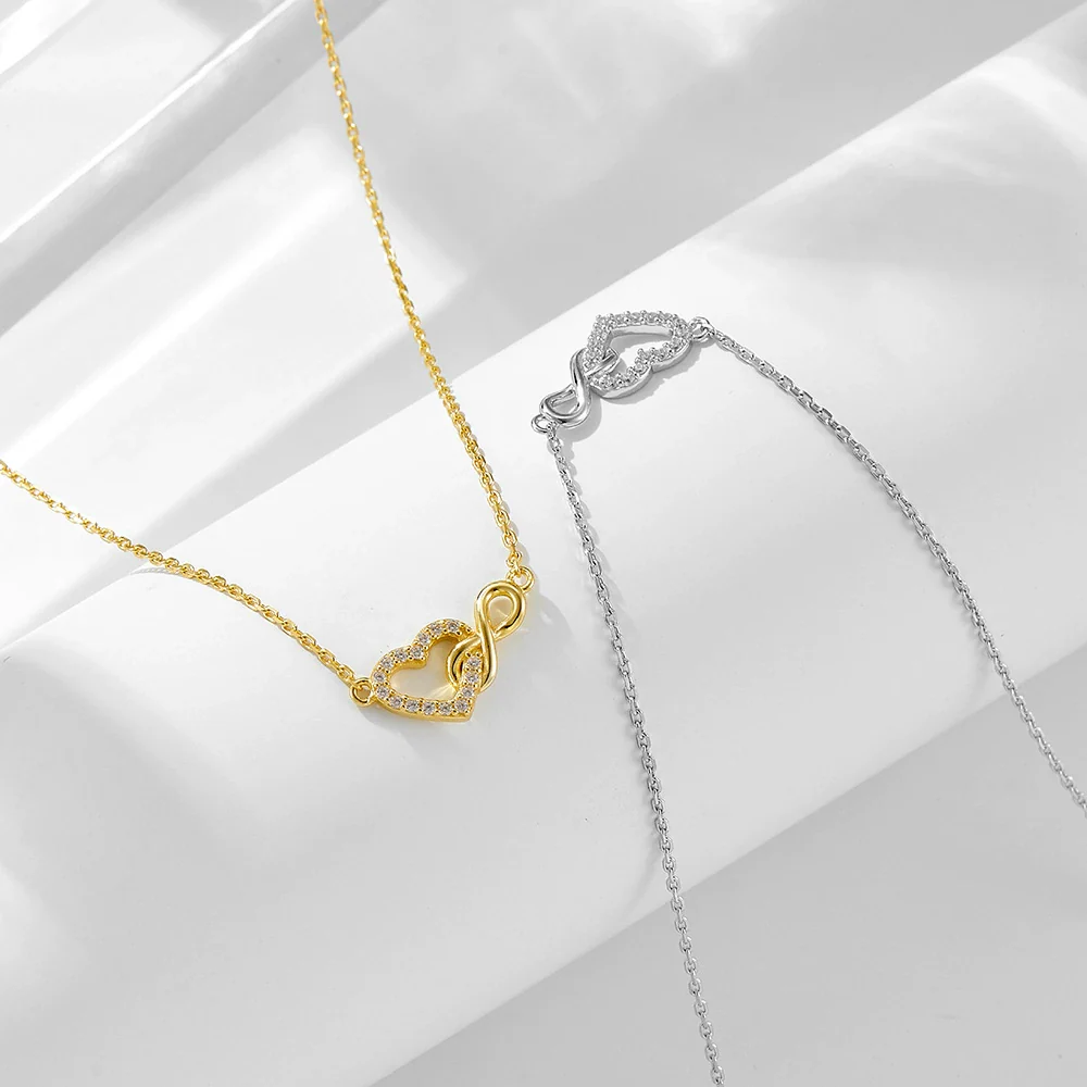 Wholesale Women's Diamond Inlaid 925 Silver Heartshaped Cross Chain Necklace - Image 3