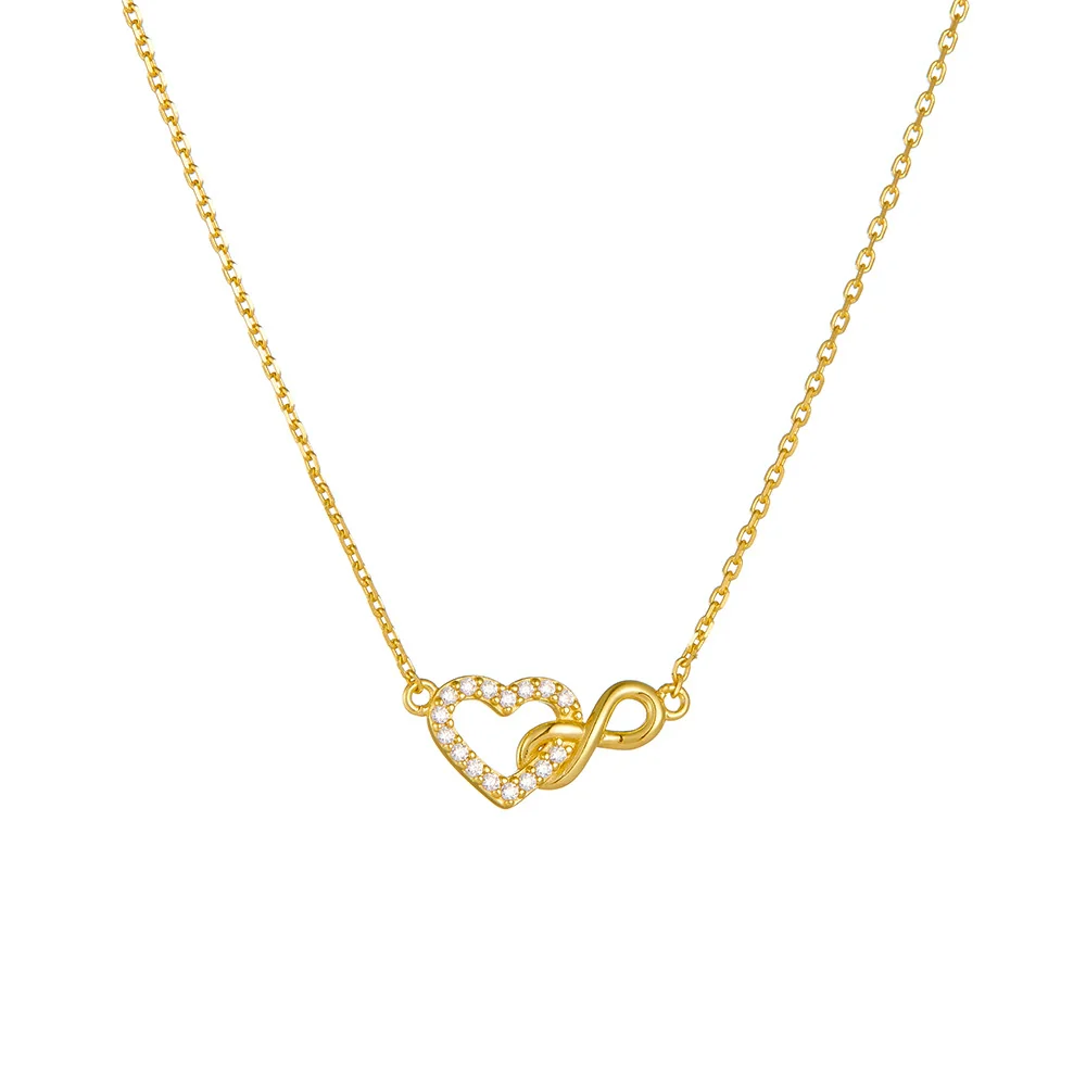 Wholesale Women's Diamond Inlaid 925 Silver Heartshaped Cross Chain Necklace - Image 5