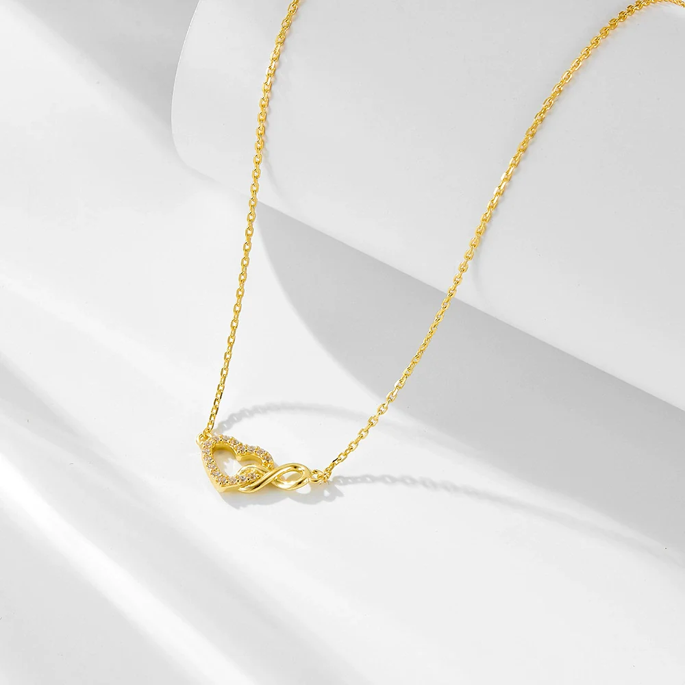 Wholesale Women's Diamond Inlaid 925 Silver Heartshaped Cross Chain Necklace - Image 6