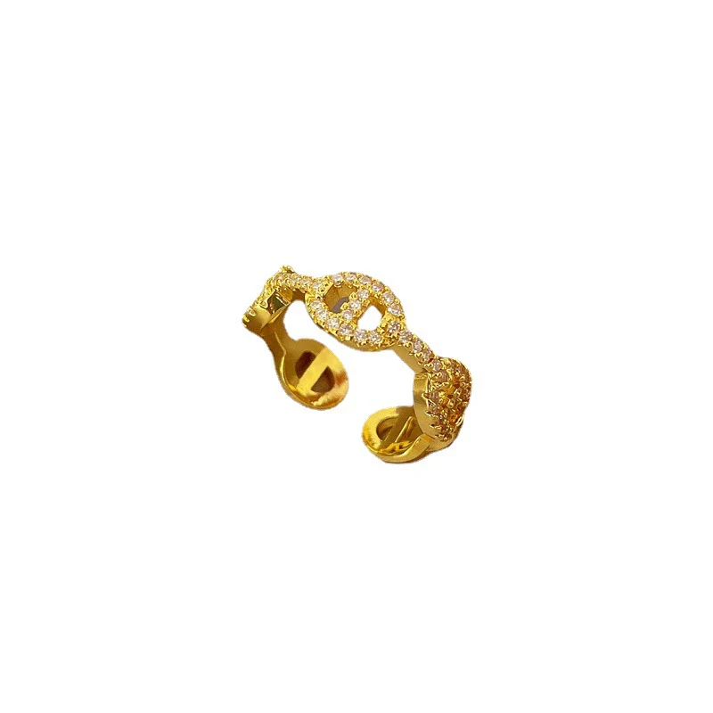 Wholesale Women's Diamond Pig Nose Open Ring With Crown Pattern Made Of Brass And Cartoon Style - Image 5