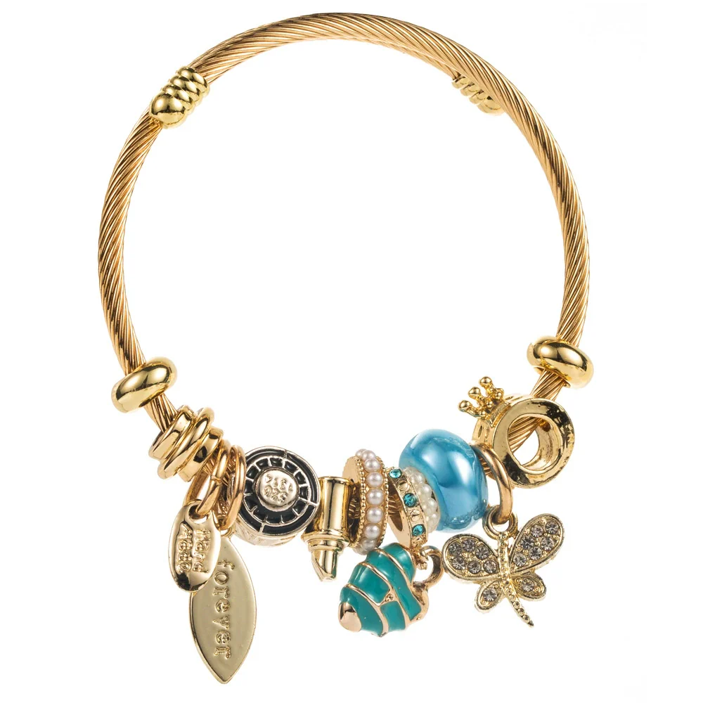 Wholesale Women's Diamondencrusted Geometric Butterfly Adjustable Bracelet Made Of Alloy Pearl And Stainless Steel - Image 8