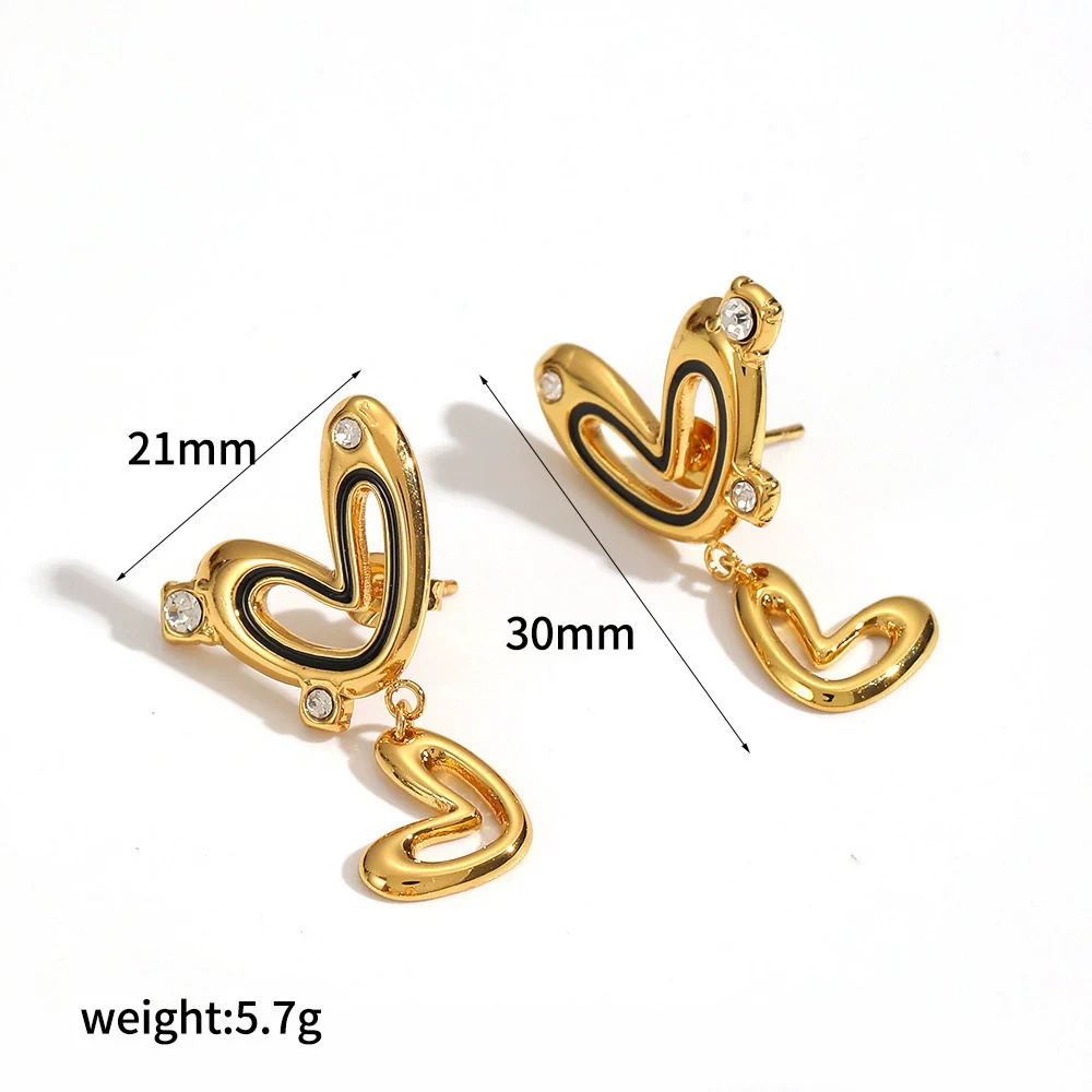 Wholesale Women's Doublelayered Heartshaped Stainless Steel Earrings With Pvd Furnace Vacuum Real Gold Plating - Image 5