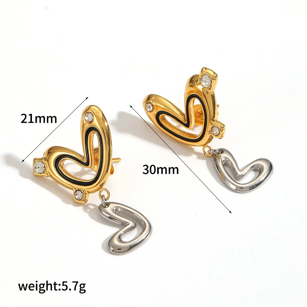 Wholesale Women's Doublelayered Heartshaped Stainless Steel Earrings With Pvd Furnace Vacuum Real Gold Plating - Image 7
