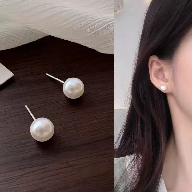 Wholesale Women's Doublesided Alloy Pearl Earrings With Geometric Pattern And Electroplating Design - Image 3