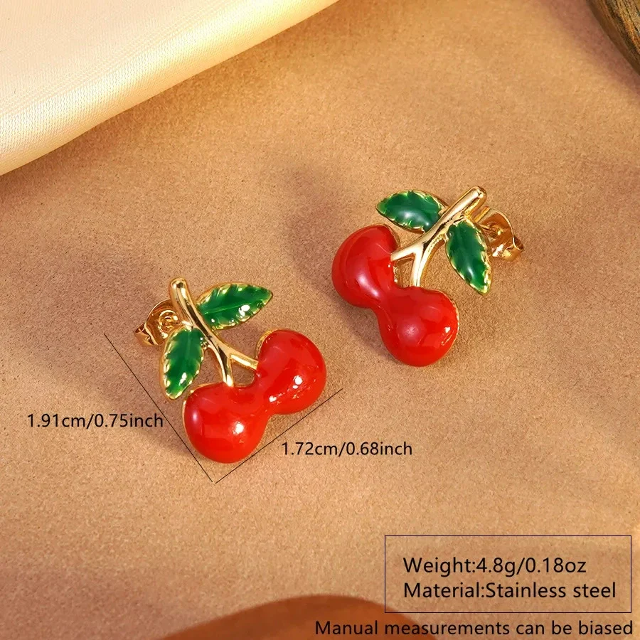 Wholesale Women's Dripping Oil Fruit Shape Stainless Steel Earrings - Image 4