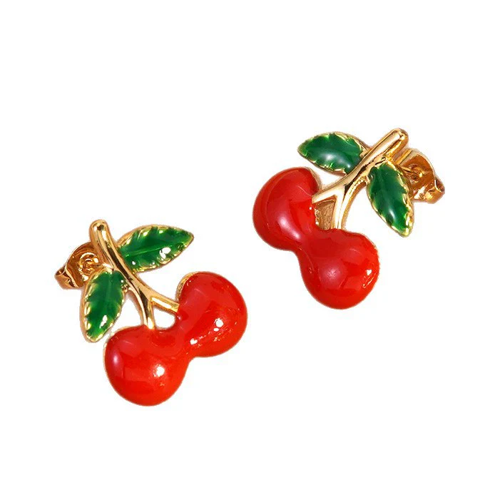 Wholesale Women's Dripping Oil Fruit Shape Stainless Steel Earrings - Image 5