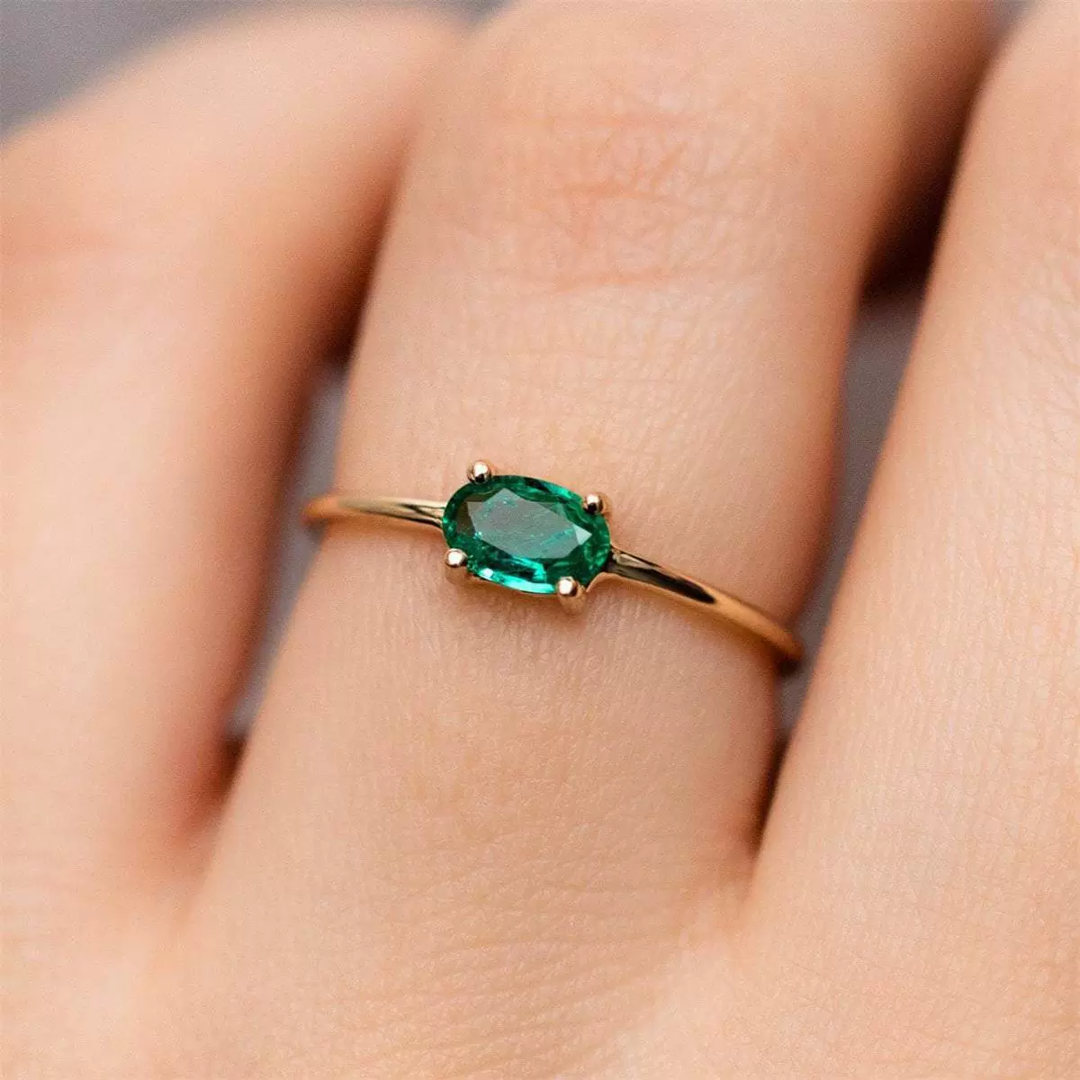 Wholesale Women's Eggshaped Colorful Diamond Zircon Ring Goldplated Brass Jewelry - Image 3