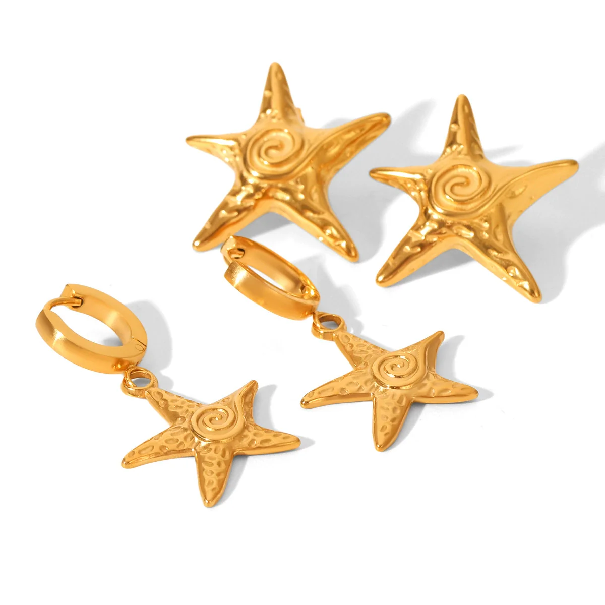Wholesale Women's Electroplated Geometric Starfish Stainless Steel Earrings - Image 5
