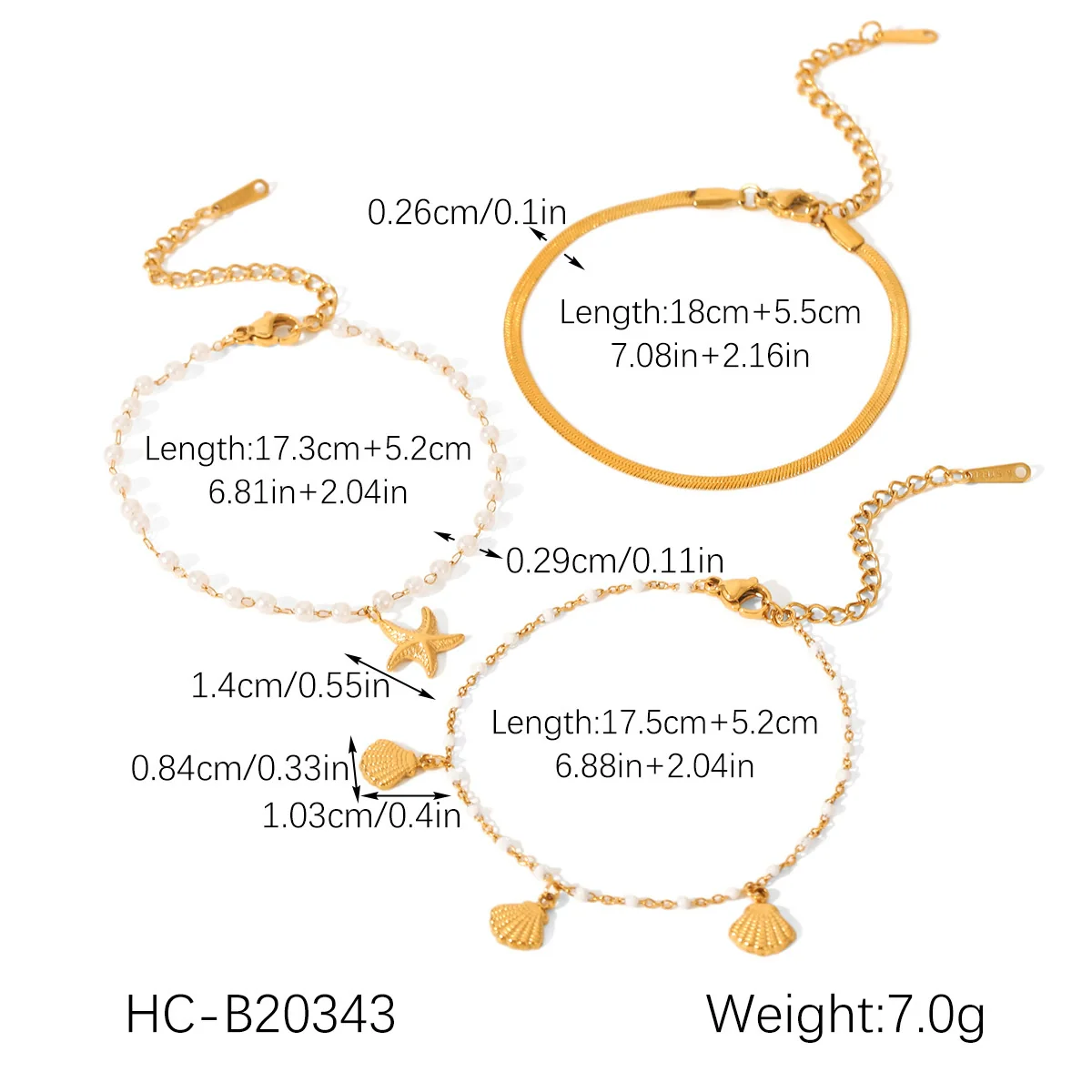 Wholesale Women's Electroplated Stainless Steel Hand Jewelry With Starfish Shell Conch Heart Shape Star Geometric Animals Zodiac Bracelet - Image 11