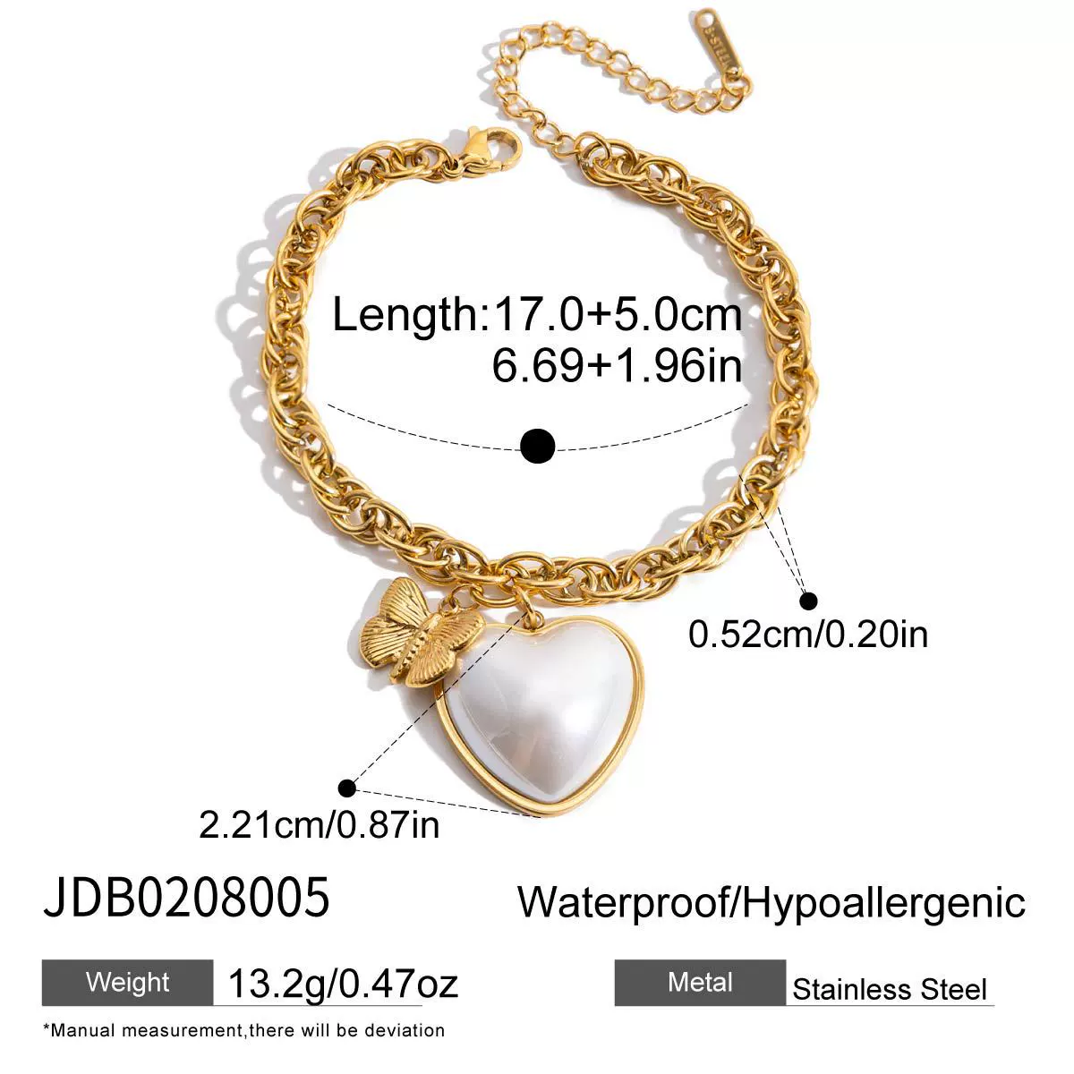 Wholesale Women's Elegant Electroplated Stainless Steel Heart And Geometric Shape Pendant Bracelet Jewelry - Image 6