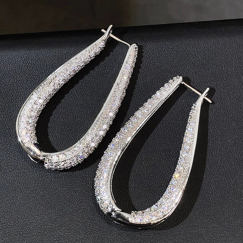 Wholesale Women's Elegant Geometric Copper Earrings With Zirconia And Drop Shape Design - Image 2
