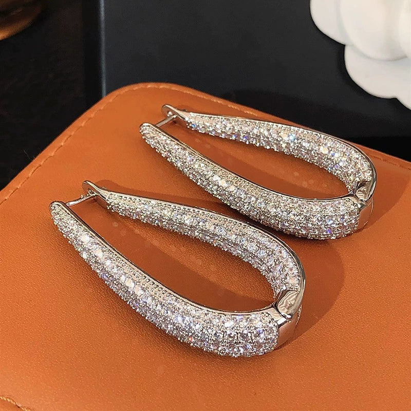 Wholesale Women's Elegant Geometric Copper Earrings With Zirconia And Drop Shape Design - Image 3
