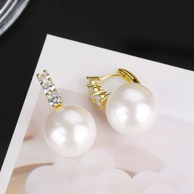 Wholesale Women's Elegant Geometric Imitation Pearl Earrings Copper With Zirconia Design - Image 2